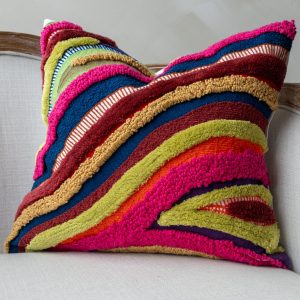 White Abstract Handwoven Organic Cotton Throw Pillow