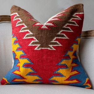 Cobalt Kilim Tapestry Organic Cotton Throw Pillow