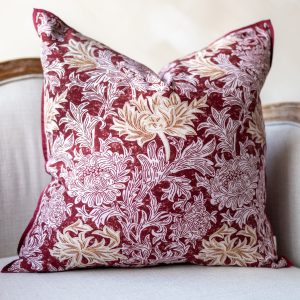 Cream Floral Organic Silk Throw Pillow
