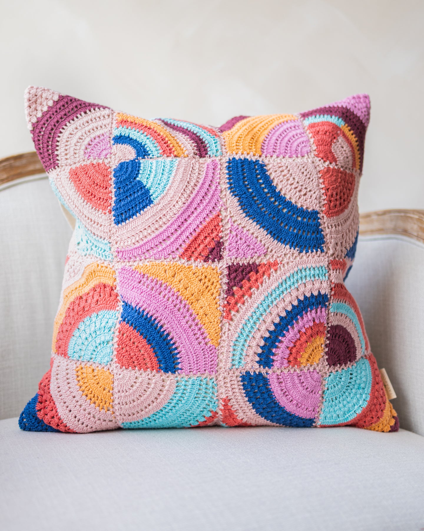Abstract Crochet Organic Cotton Throw Pillow