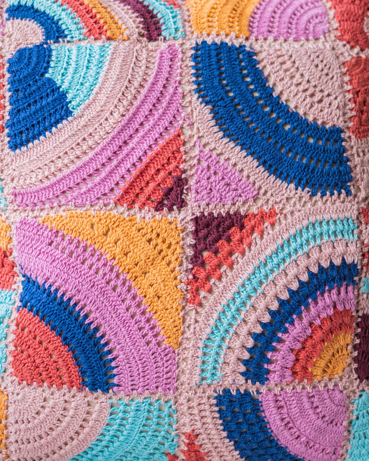 Abstract Crochet Organic Cotton Throw Pillow
