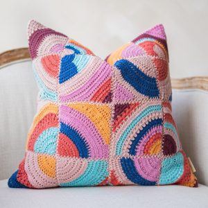 Abstract Crochet Organic Cotton Throw Pillow
