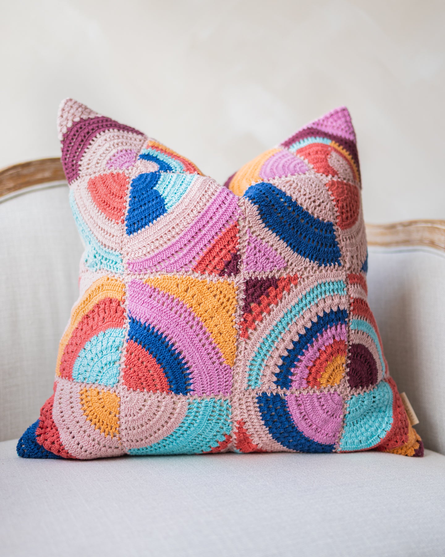 Abstract Crochet Organic Cotton Throw Pillow