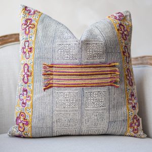Embroidered Dimensional Organic Cotton Throw Pillow