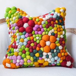 Abstract Embroidered Organic Cotton Throw Pillow