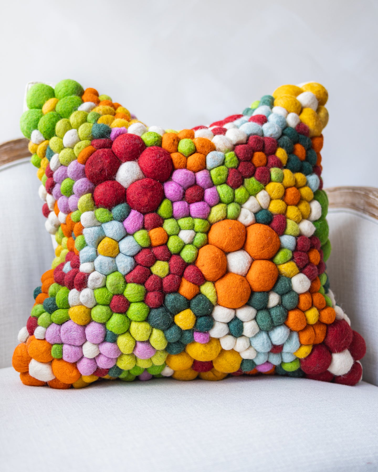 Abstract Embroidered Organic Cotton Throw Pillow