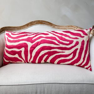 Cream Zebra Quilted Cotton Lumbar Pillow
