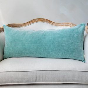 Dimensional Blue Velvet Lumbar Pillow