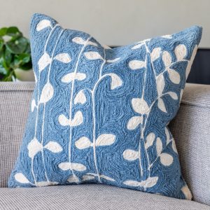 Natural Embroidered Cream Organic Cotton Throw Pillow