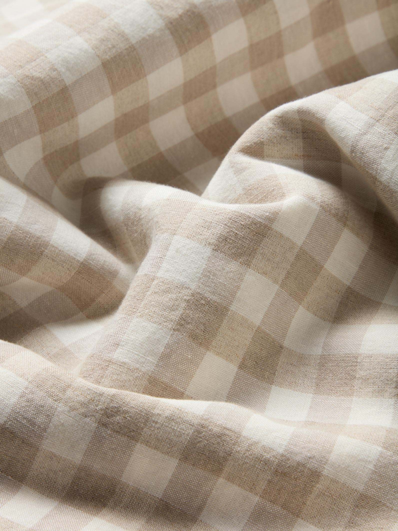 Oatmeal Gingham Linen Blend Fitted Sheet - Image 3