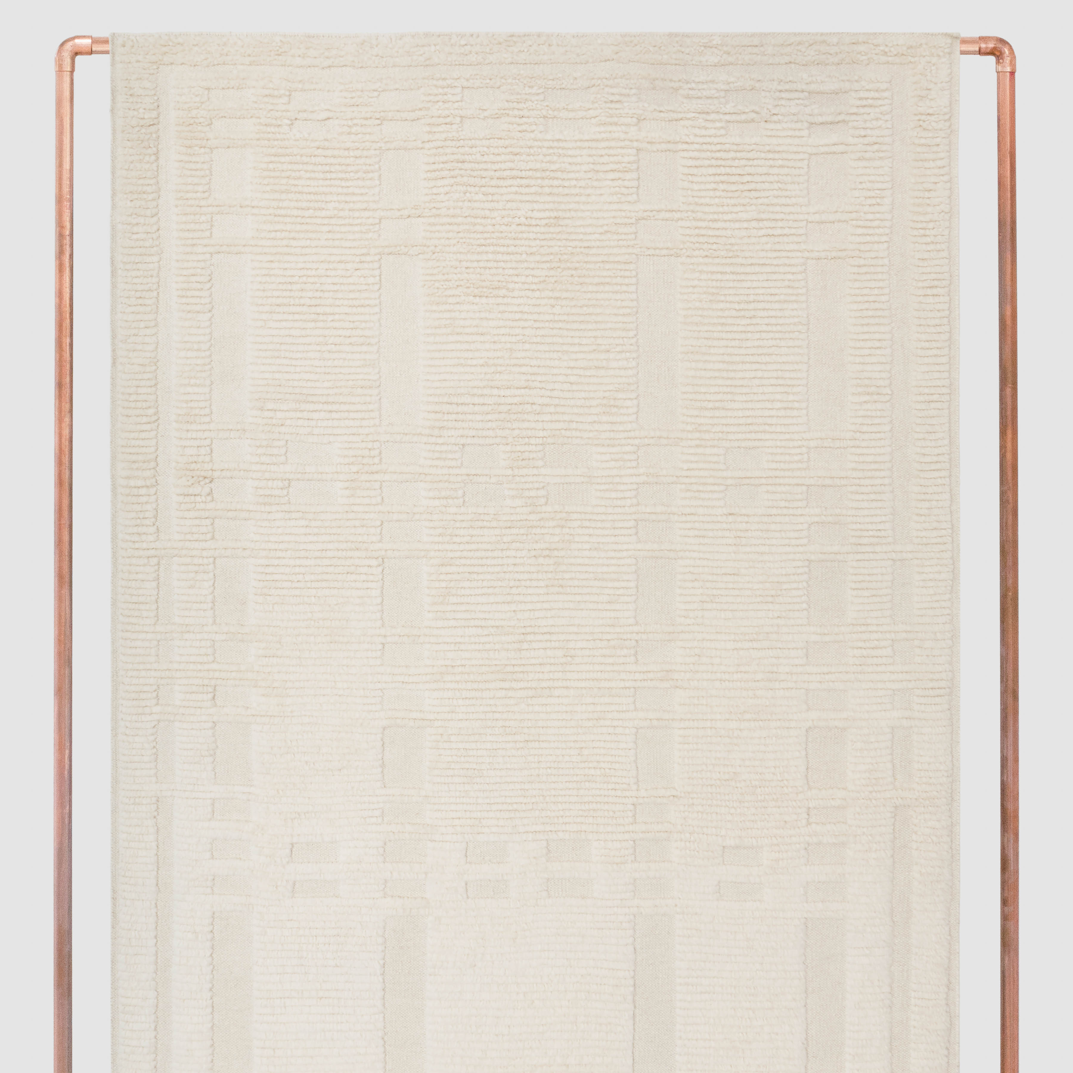 Woven Hand-Knotted Area Rug in Ecru