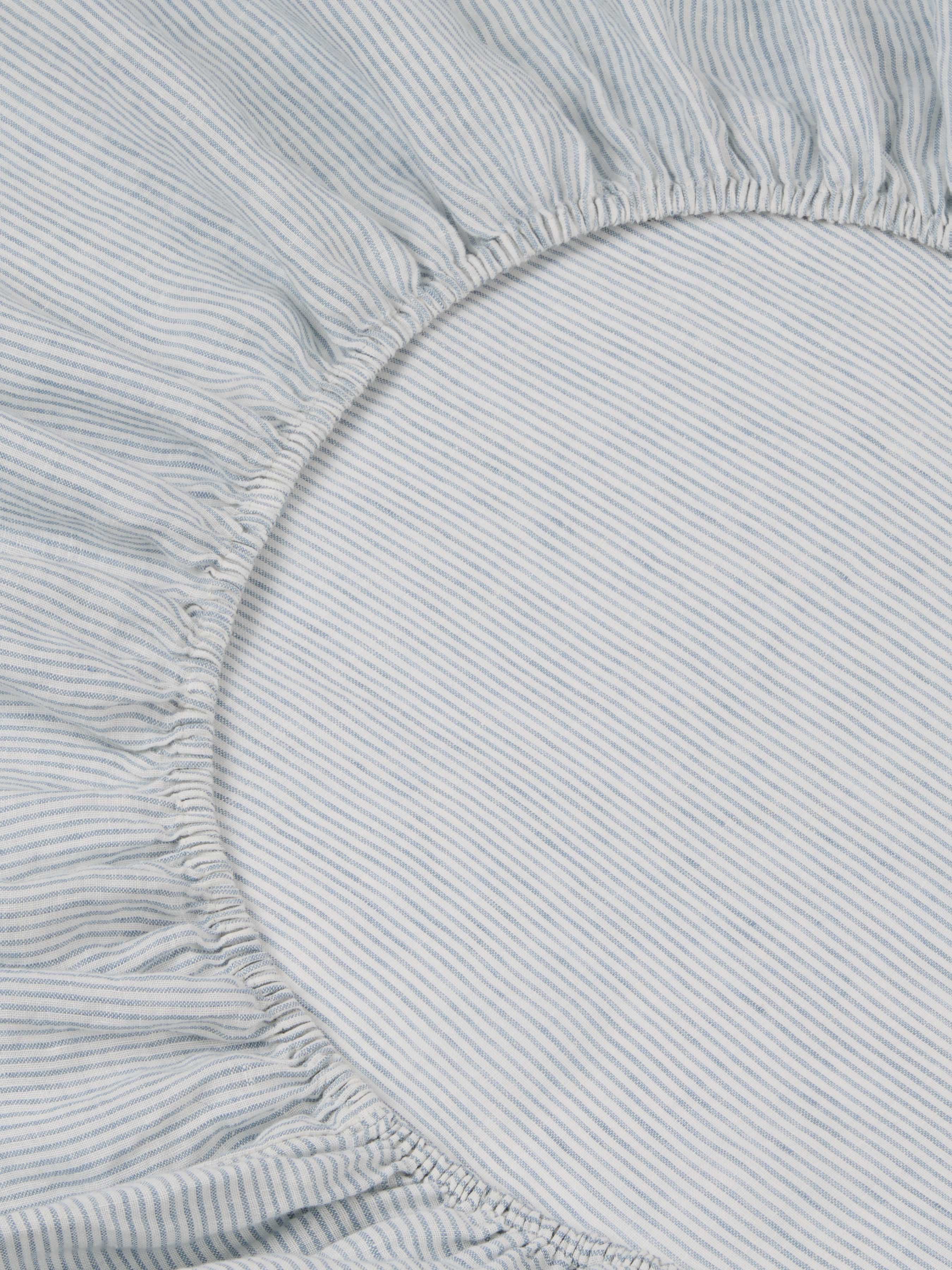 Dusk Blue Striped Linen Fitted Sheet - Image 2