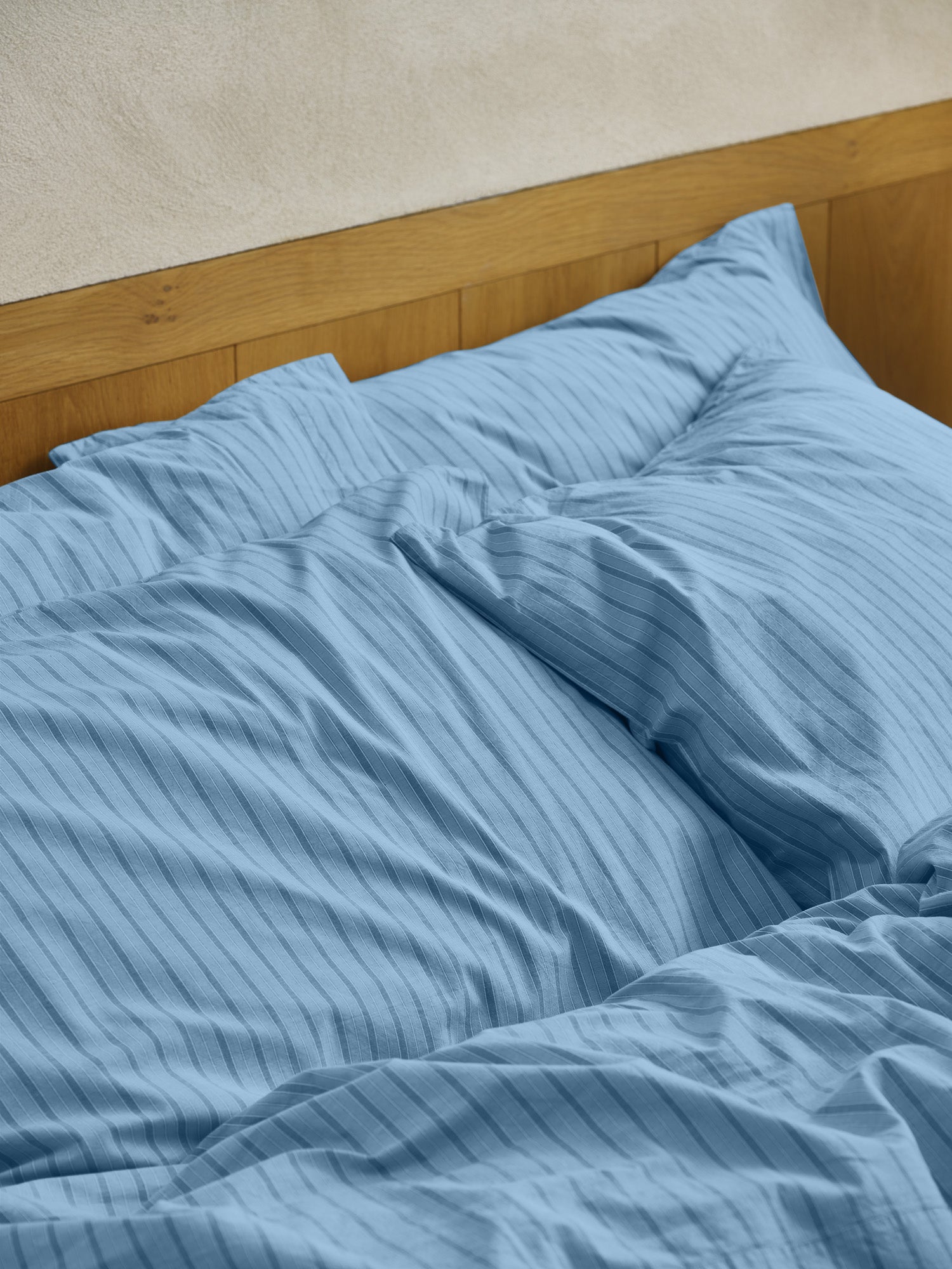Pale Blue Striped Cotton Pillowcase Pair