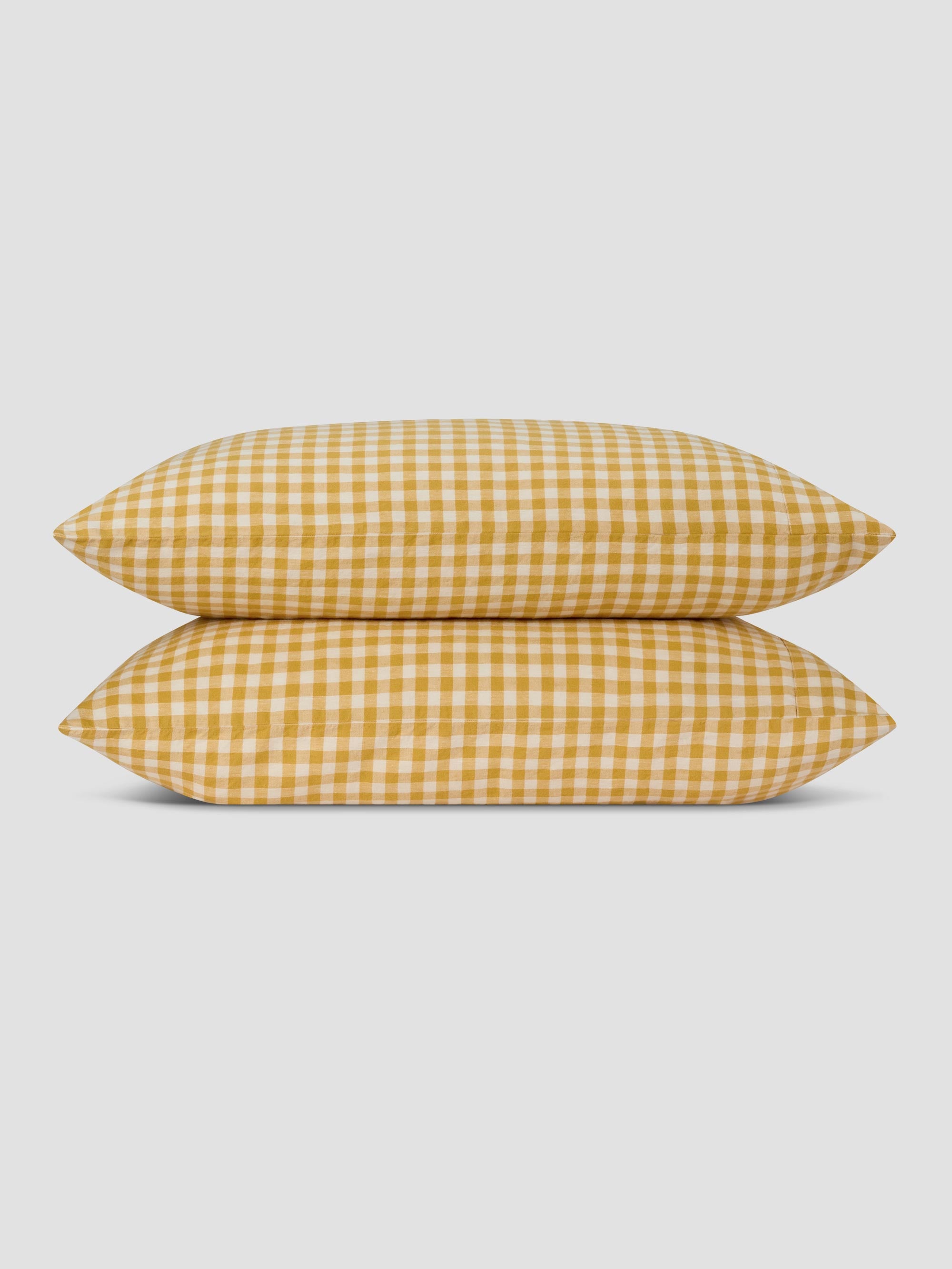 Honey Gingham Linen Blend Pillowcase Pair - Image 2