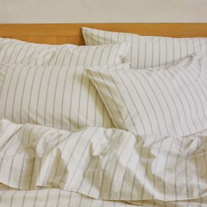 Mellow Green Striped Cotton Pillowcase Pair