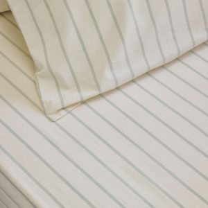 Mellow Green Striped Cotton Fitted Sheet