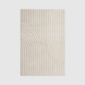 Refined Hand-Knotted Wool Area Rug in Ecru
