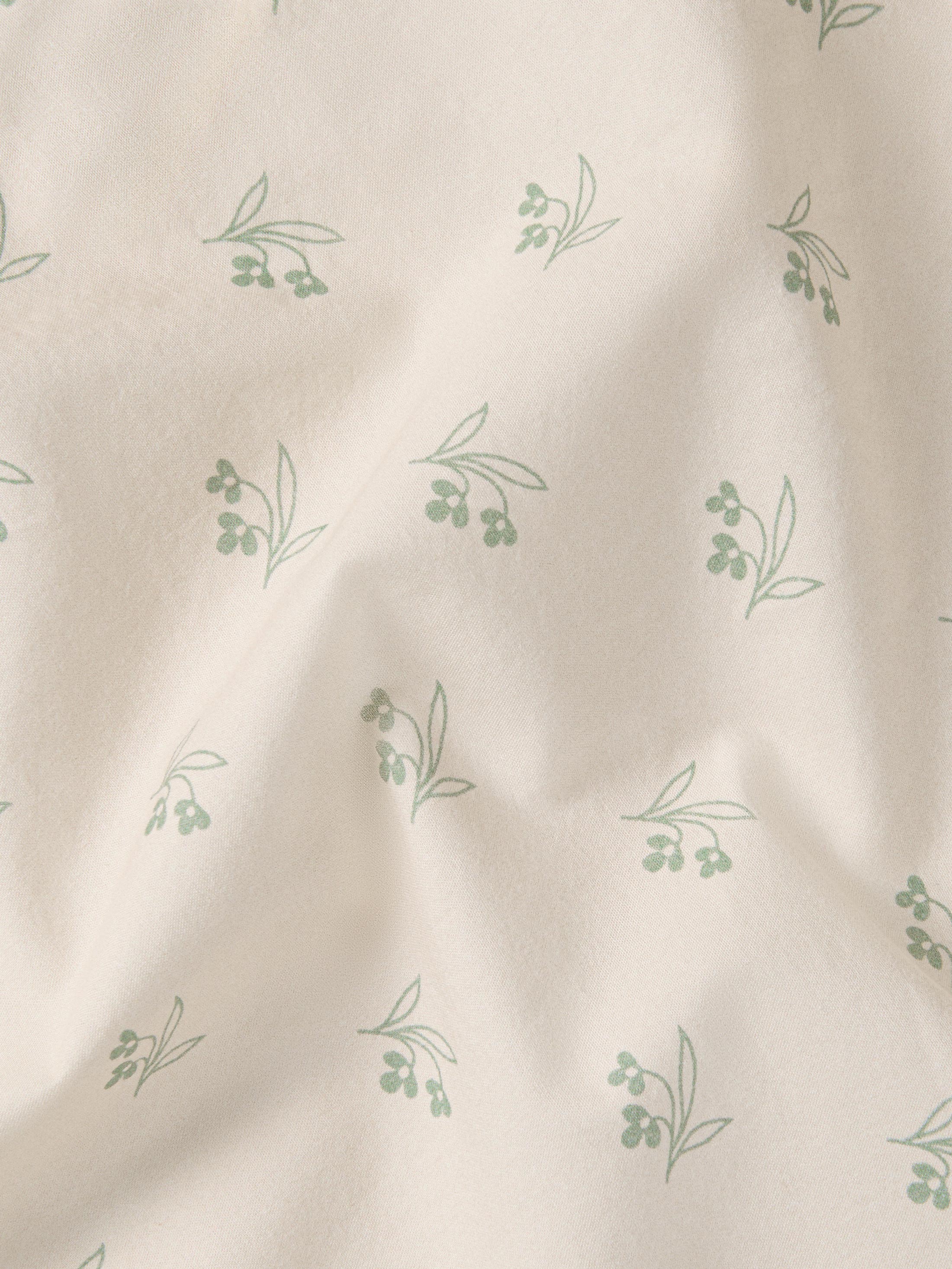 Mellow Green Floral Cotton Flat Sheet - Image 3