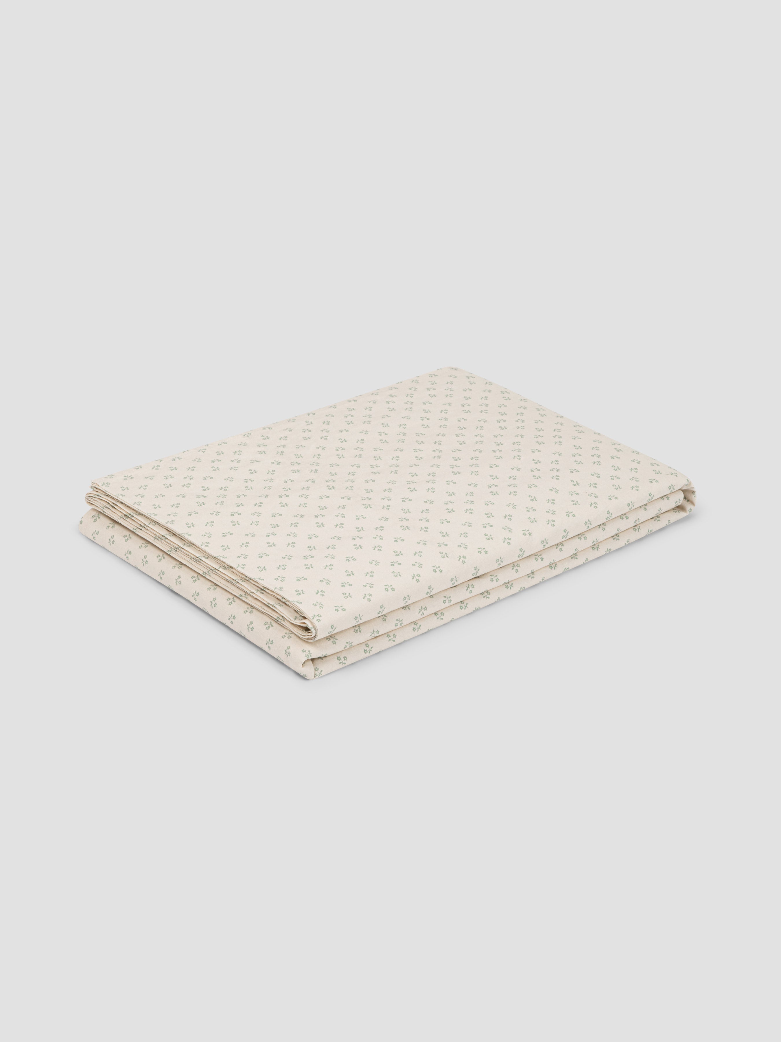 Mellow Green Floral Cotton Flat Sheet - Image 2