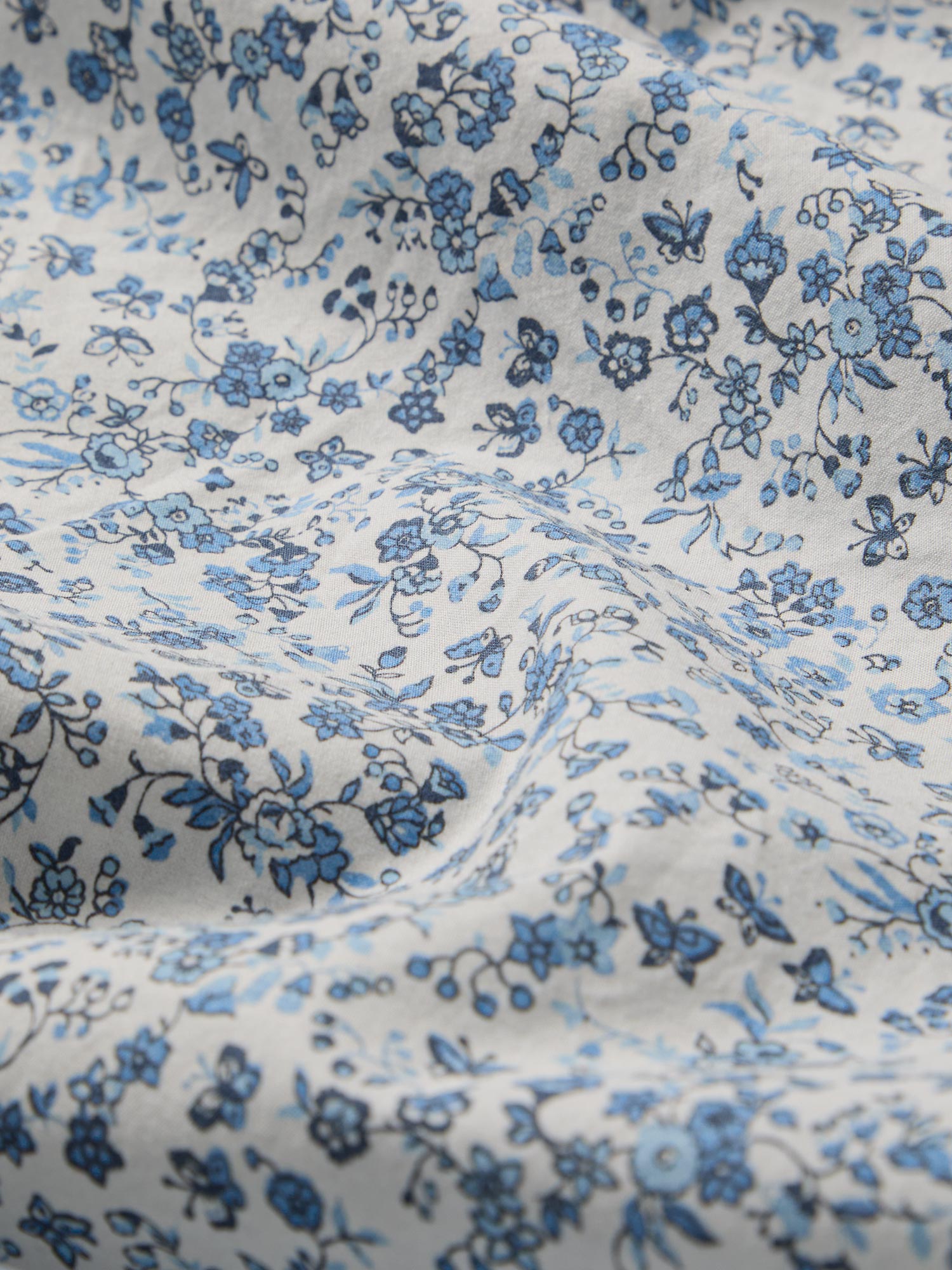 Blue Floral Cotton Pillowcase Pair - Image 3