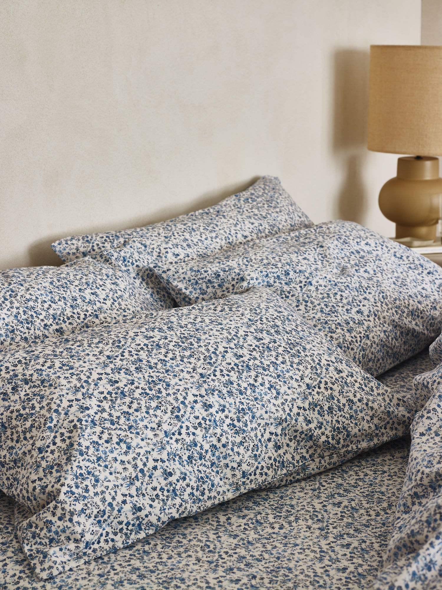 Blue Floral Cotton Pillowcase Pair