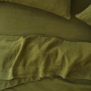 Botanical Green Linen Blend Fitted Sheet