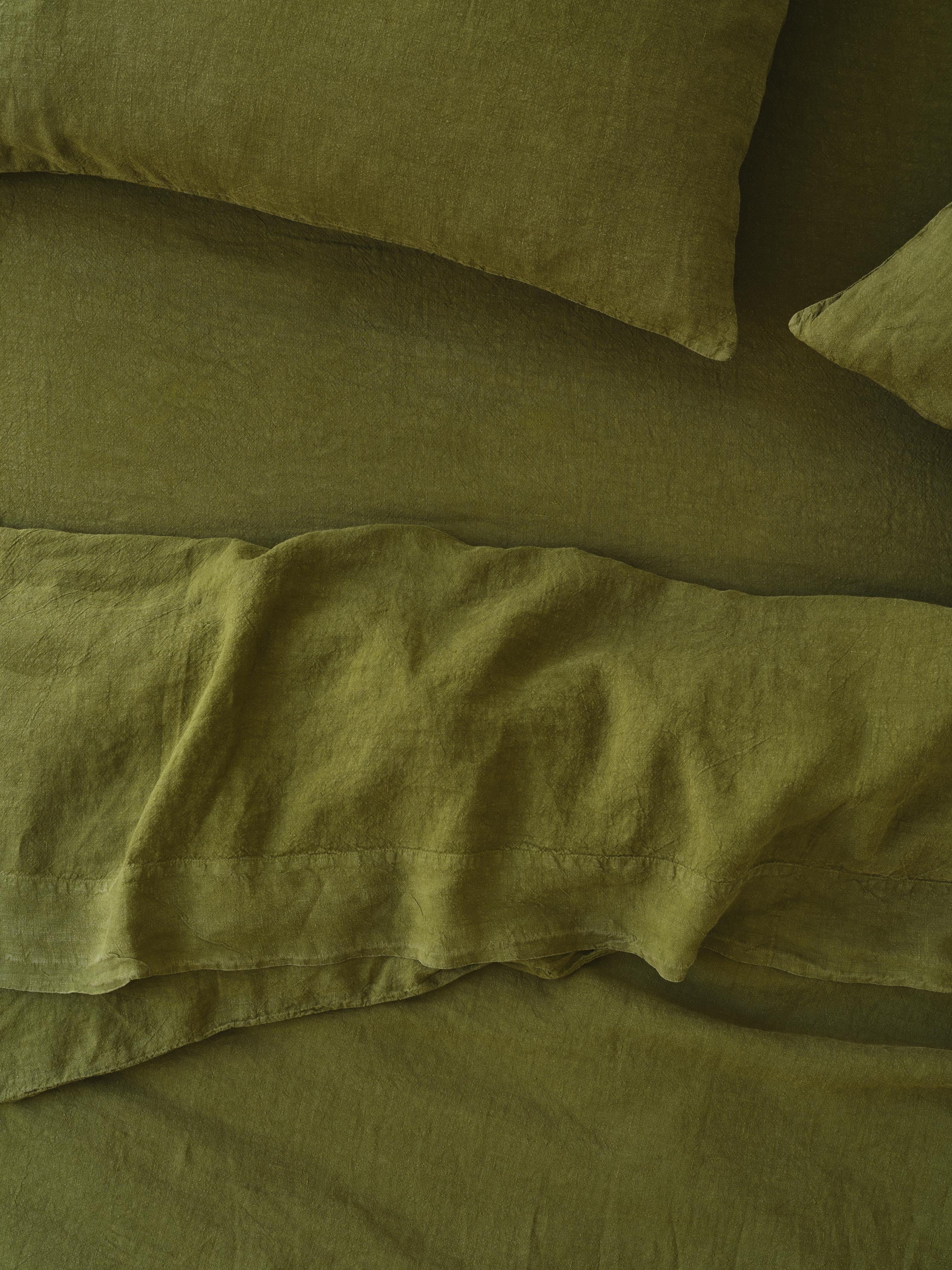 Botanical Green Linen Blend Fitted Sheet