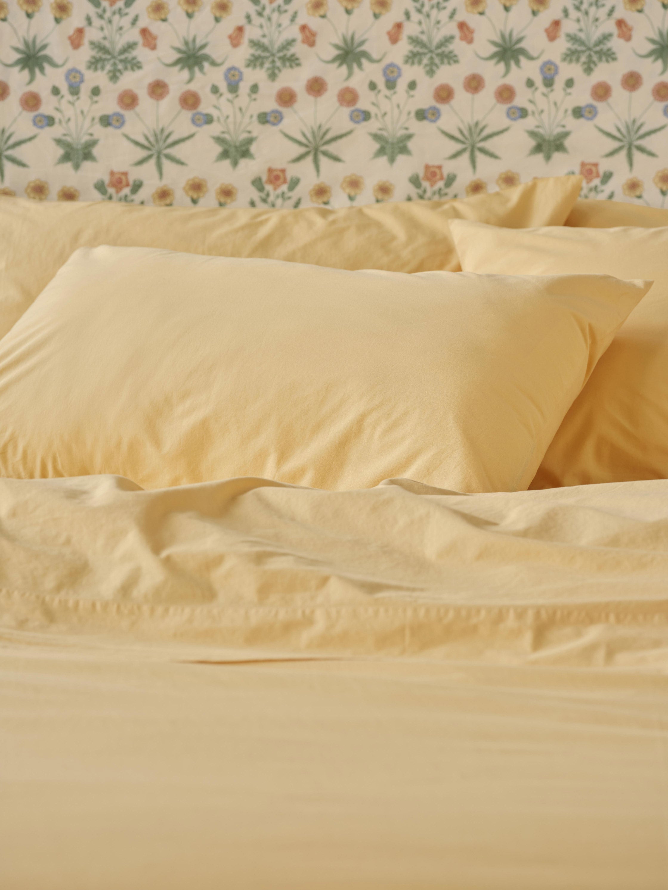 Butter Yellow Cotton Pillowcase Pair Collection
