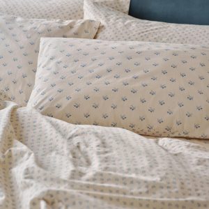 Cove Blue Floral Cotton Pillowcase Pair