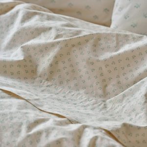 Mellow Green Floral Cotton Flat Sheet
