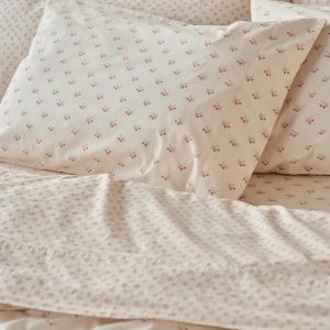 Dusty Pink Floral Cotton Pillowcase Pair