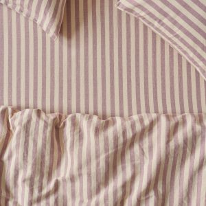 Elderberry Striped Linen Blend Fitted Sheet