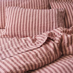 Rhubarb Striped Linen Blend Pillowcase Pair