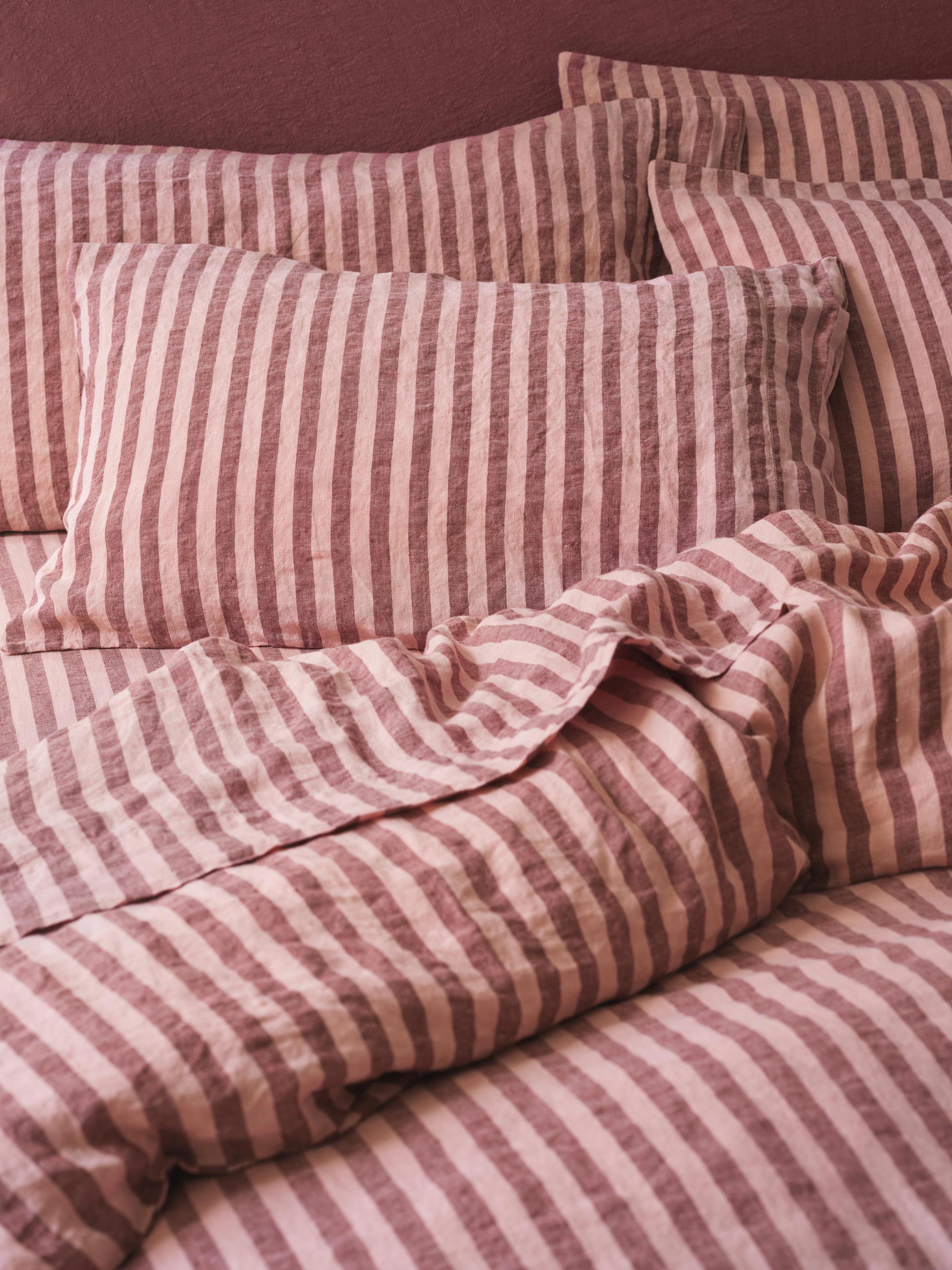 Rhubarb Striped Linen Blend Pillowcase Pair