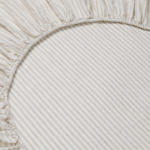 Oatmeal Striped Linen Blend Fitted Sheet