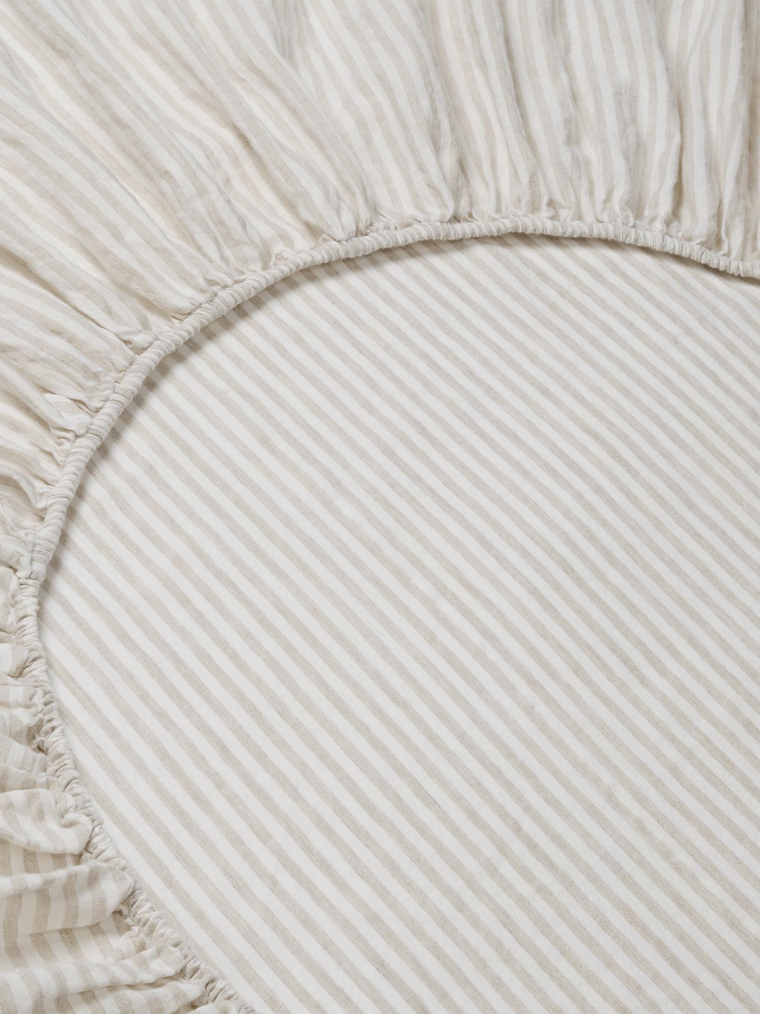 Oatmeal Striped Linen Blend Fitted Sheet