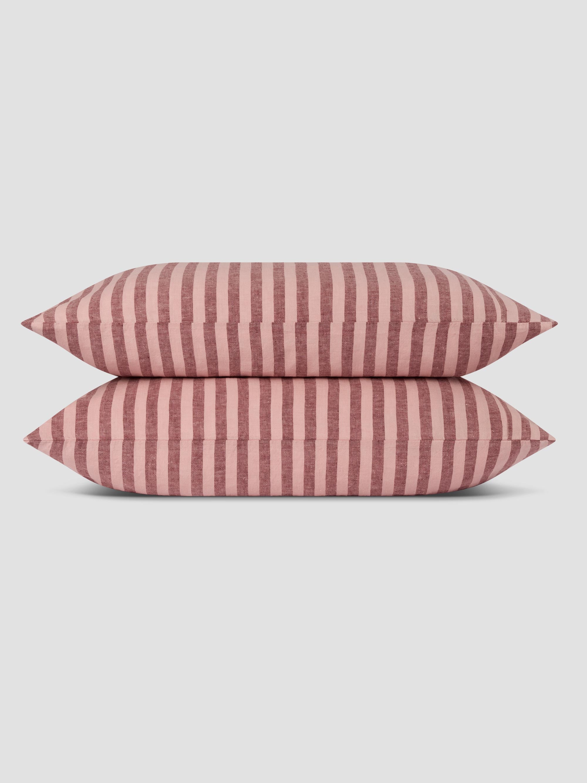 Rhubarb Striped Linen Blend Pillowcase Pair - Image 2