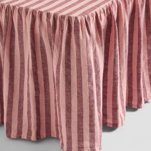 Rhubarb Striped Linen Blend Bed Valance