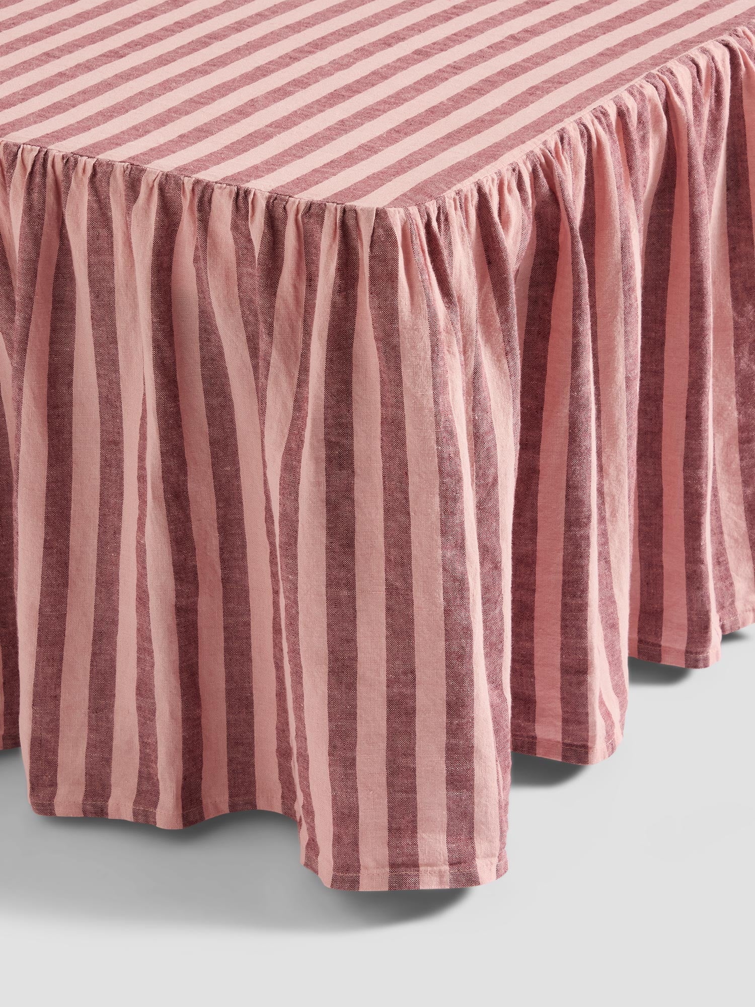 Rhubarb Striped Linen Blend Bed Valance