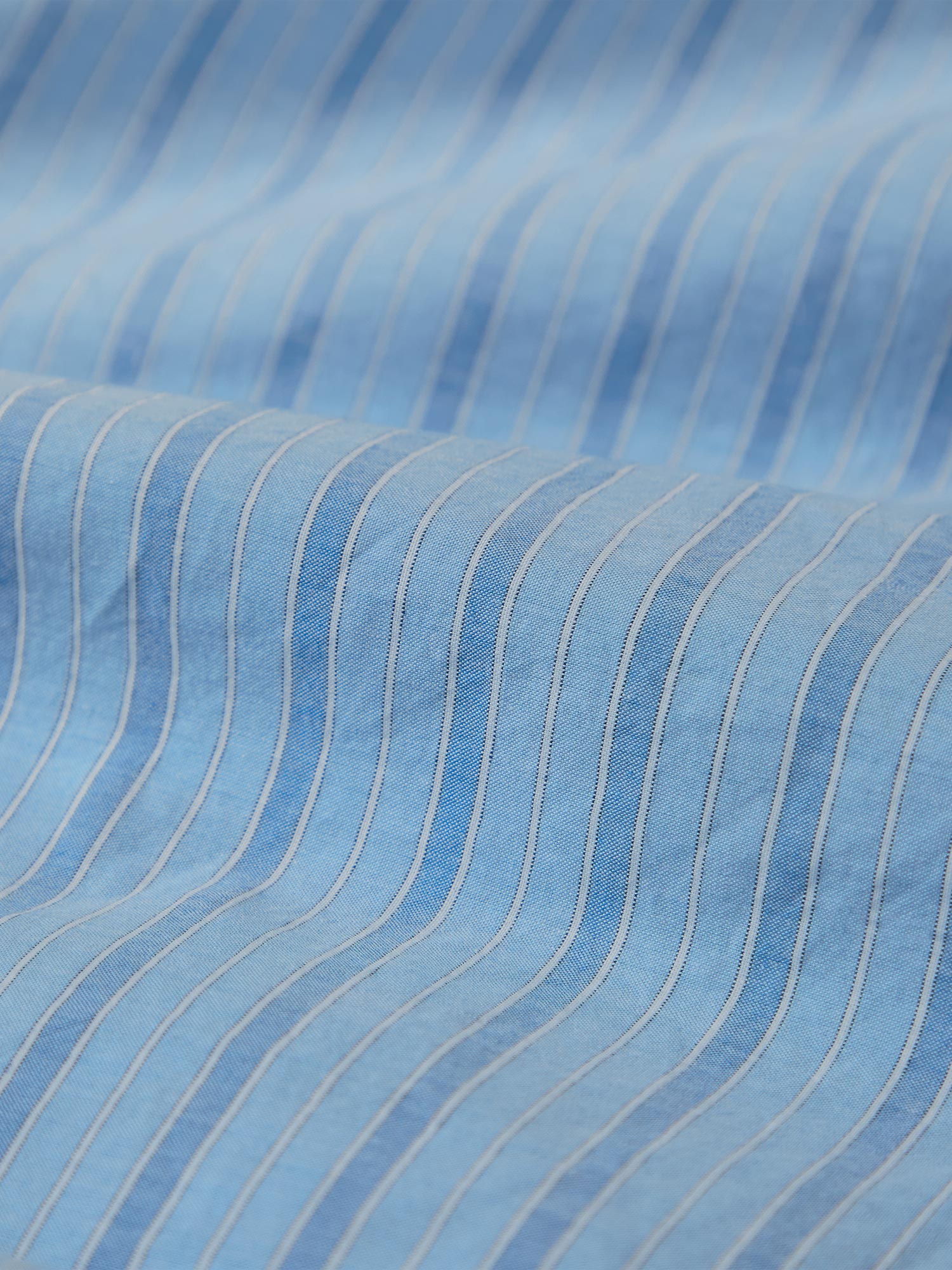 Pale Blue Striped Cotton Pillowcase Pair - Image 3