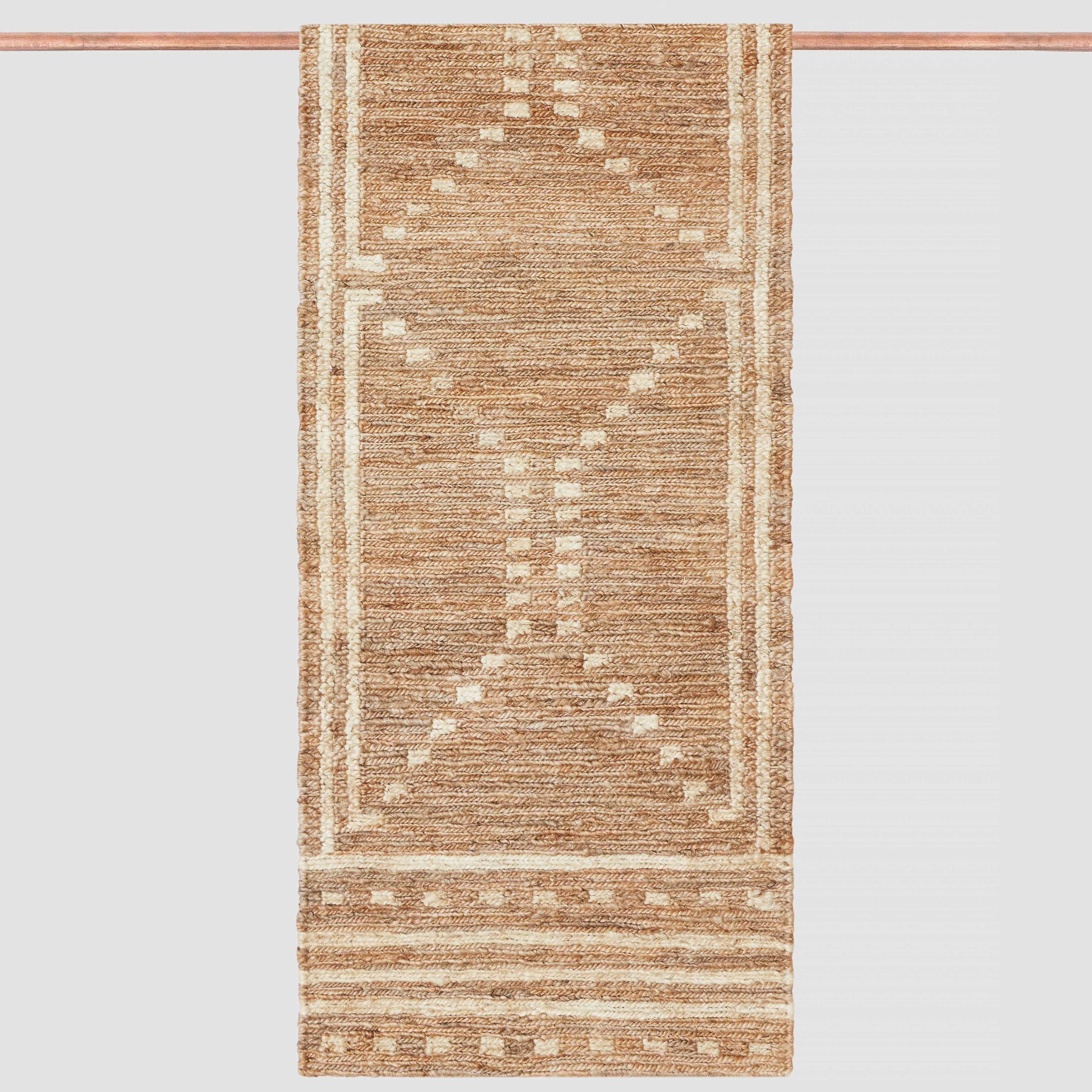 Modern Woven Jute Runner Rug in Natural