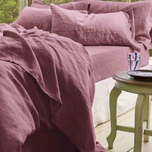 Raspberry Plain Linen Flat Sheet