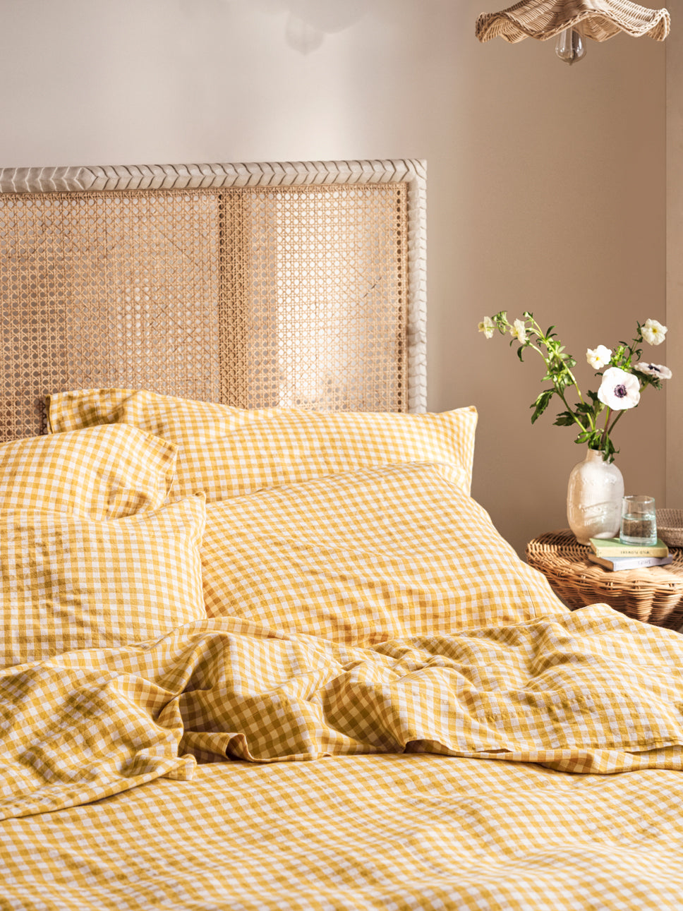Honey Gingham Linen Blend Pillowcase Pair