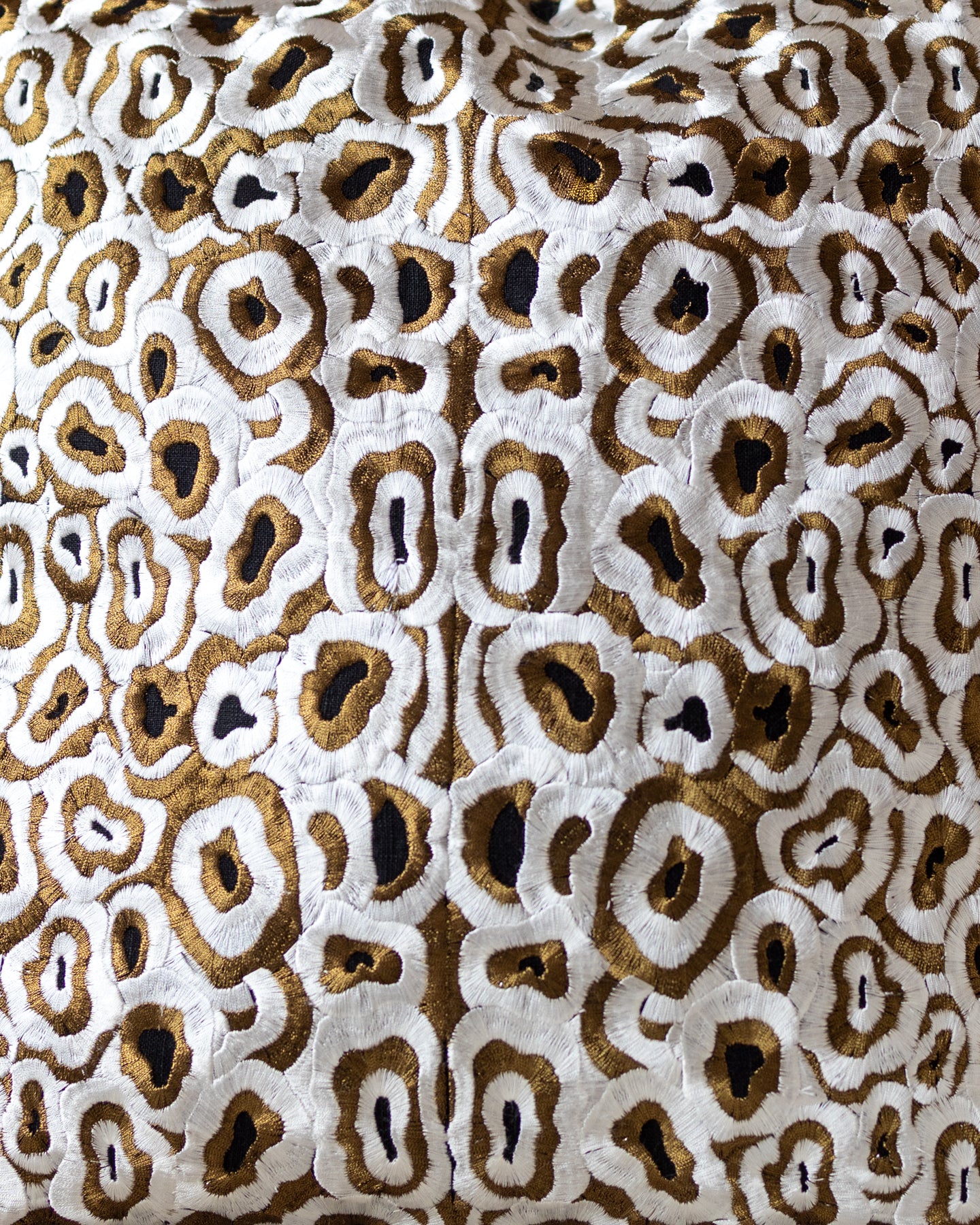 Natural Embroidered Artisan Organic Cotton Throw Pillow