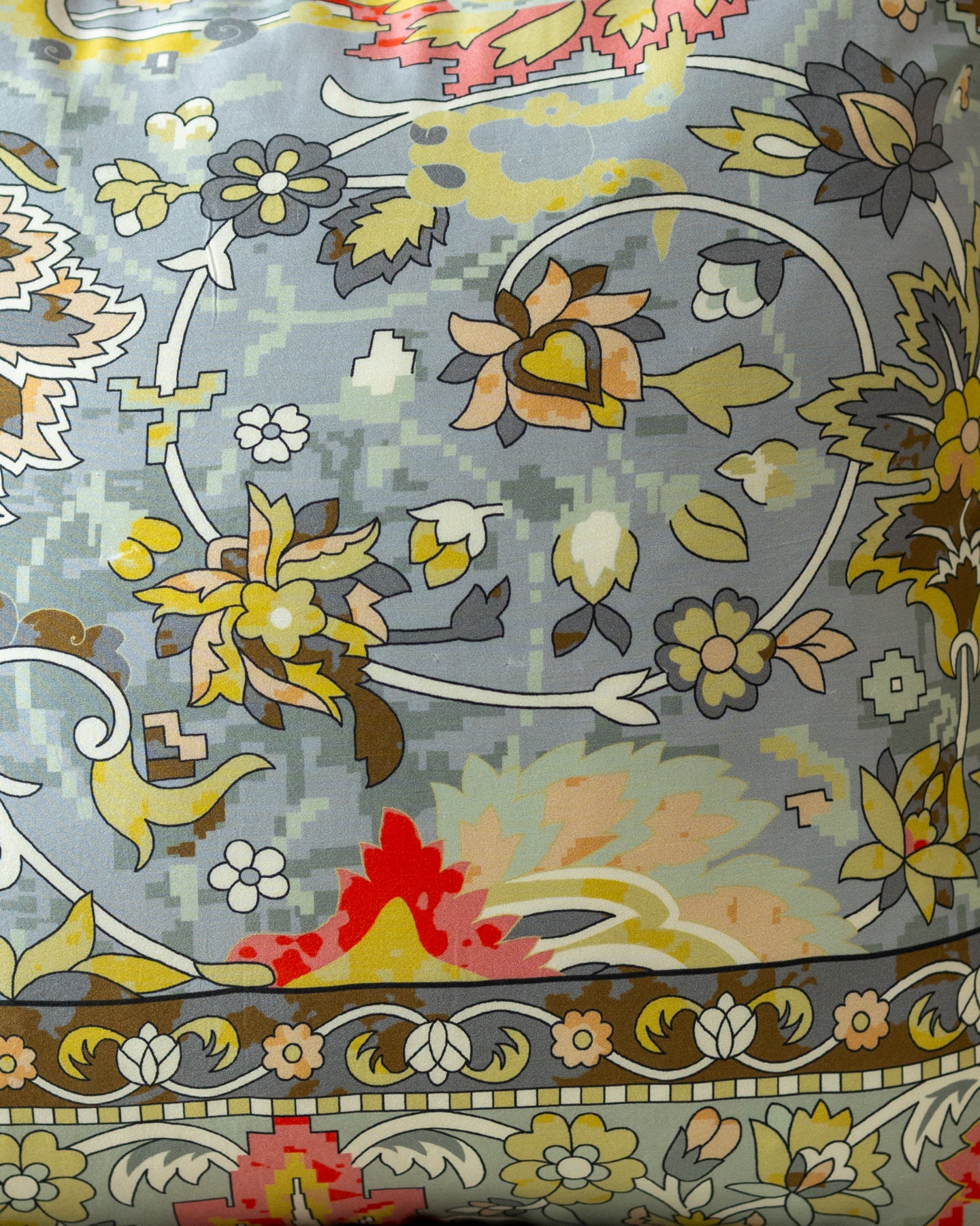 Natural Floral Yellow Organic Silk Throw Pillow