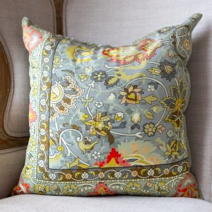 Natural Floral Yellow Organic Silk Throw Pillow