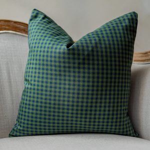 Green Handwoven Cotton Throw Pillow