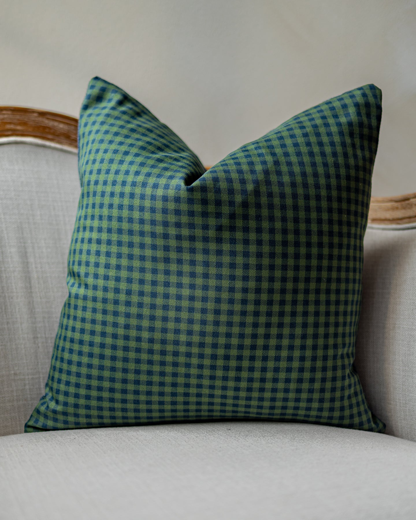 Green Handwoven Cotton Throw Pillow