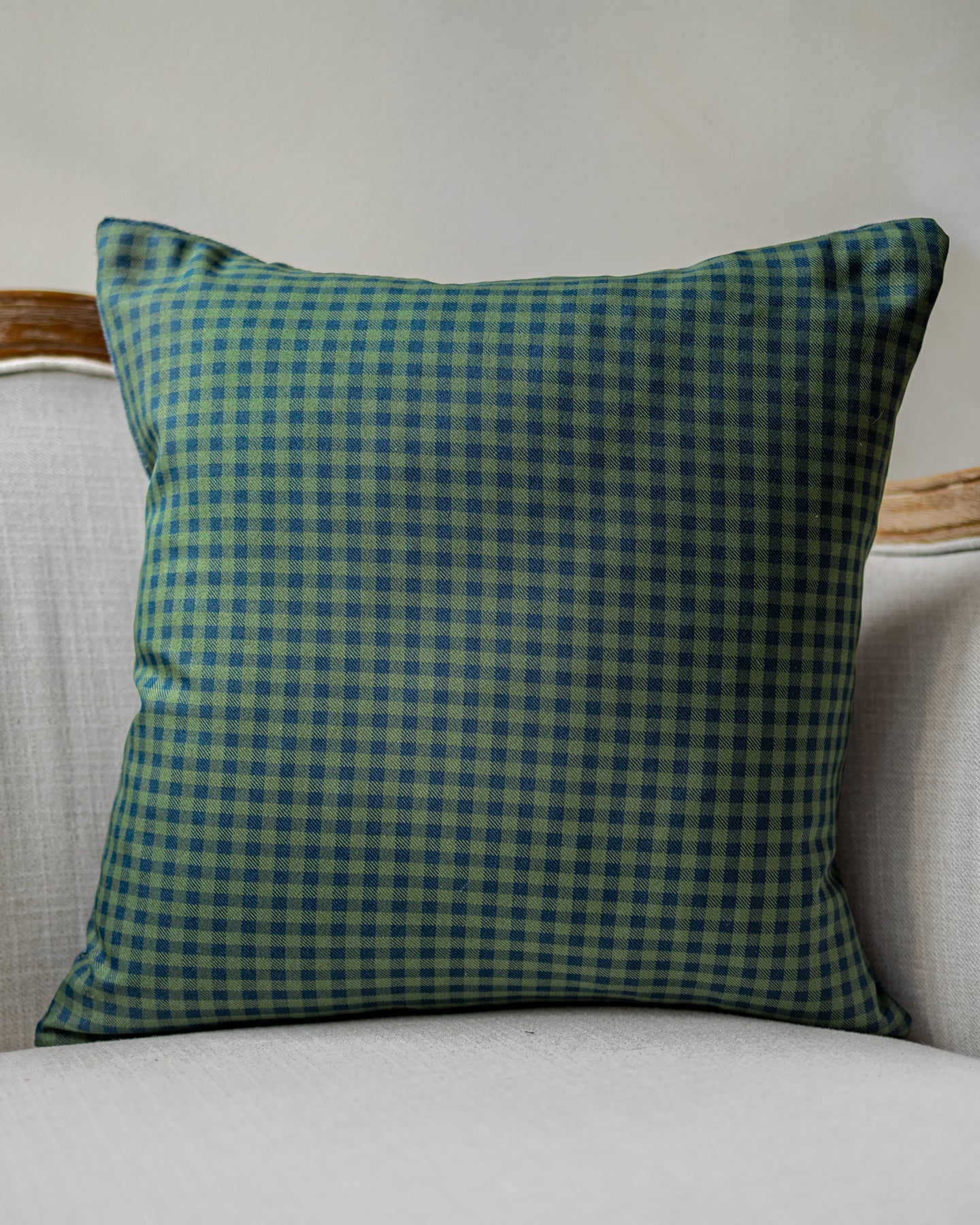Green Handwoven Cotton Throw Pillow
