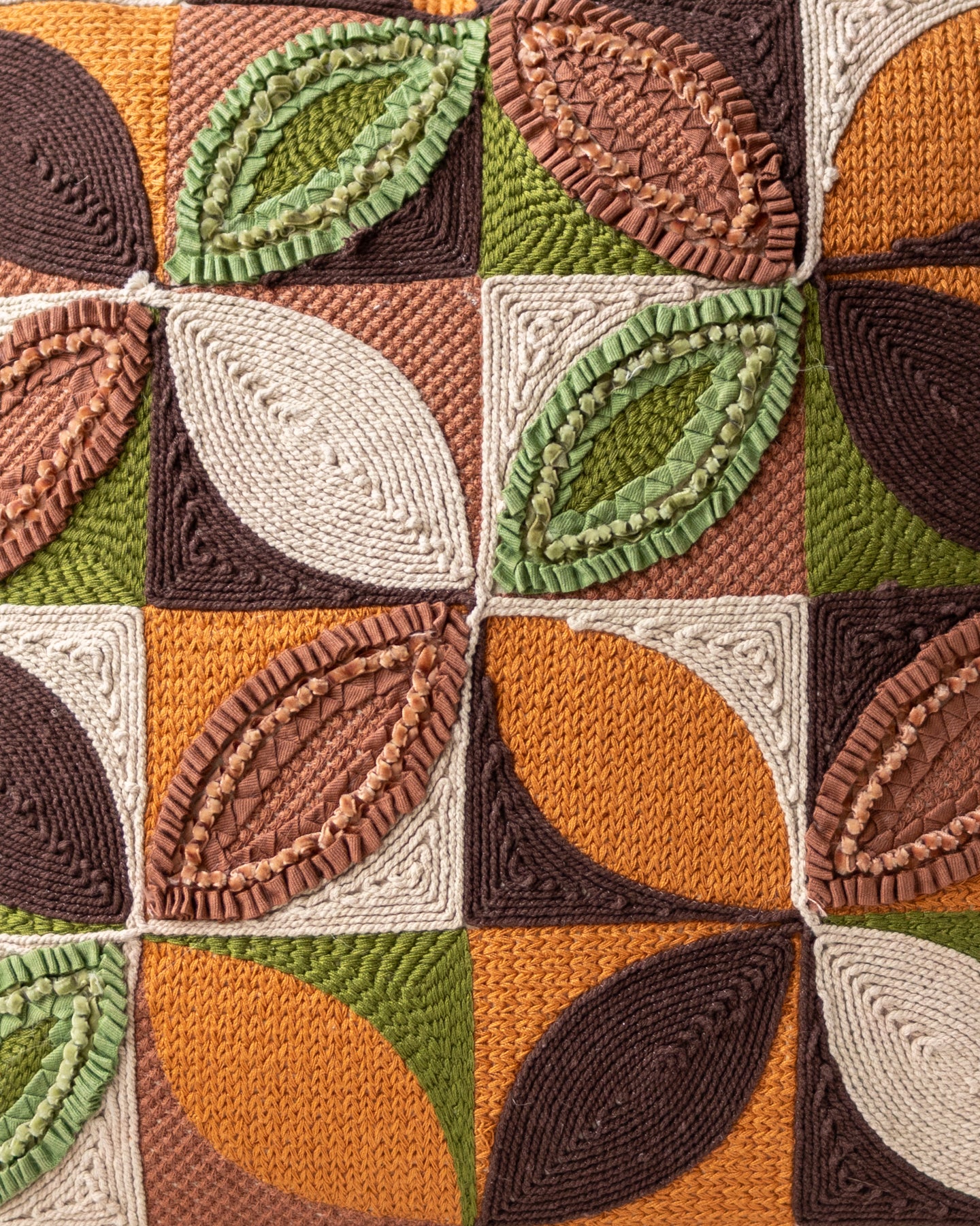 Orange Embroidered Organic Cotton Throw Pillow